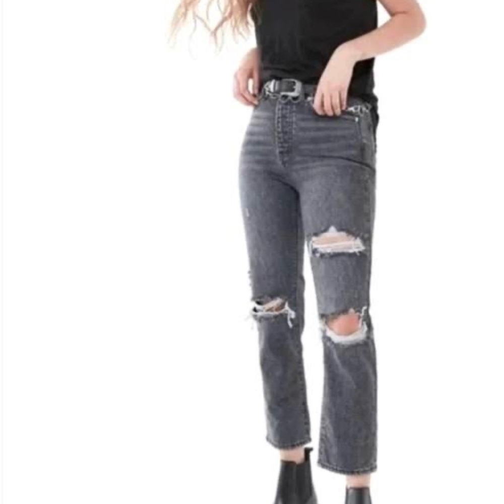 BDG Distressed Slim Straight Jeans- Black Grey